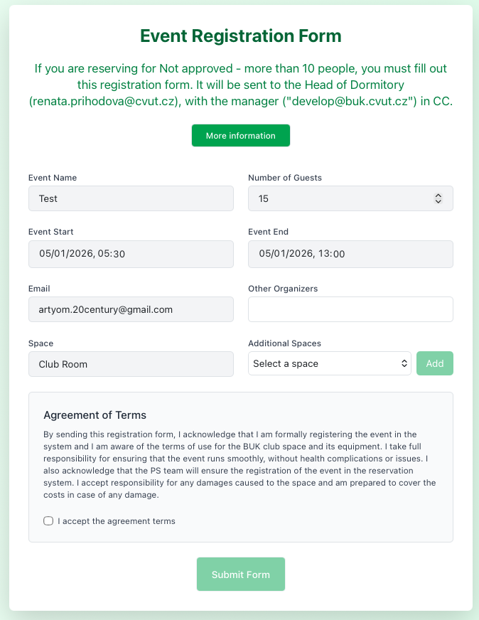Event Registration Form